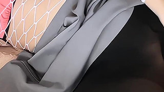 Ripped Black Pantyhose Pussy Playing and Squirting