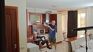 Kinky Husband Films His Mature Hot Wife in the Kitchen to Have a Private Erotic Recording