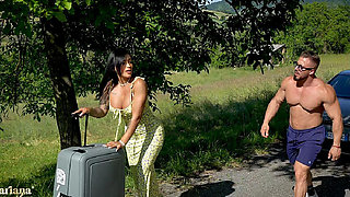 Big-ass Latina Fucks a Muscular Italian Outdoors - Mariana Martix & Big White Bull