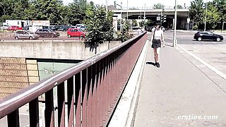 Delfine Flashes and Pees in Public