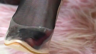 Transparent Heels Teasing and Dangling - Sheer Nylons and Slow Foot Play