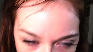 Amateur student blowjob on the balcony pov