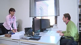 The Hot MILF Boss Takes Care of Her Nerdy Employee
