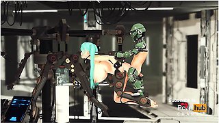 Sex Android Plays With A Sexy Busty Hottie In Restraints In A Spacecraft