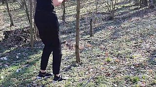 Just a tall girl pissing and flashing outdoors