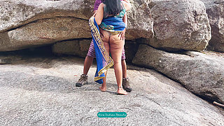 Indian Couple Romance in Outdoor - Saree Sex - Saree Lifted up and Ass Spanked