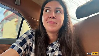 Katty West Performs Sneaky Taxi Blowjob During Ride