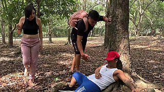 Moans in the woods: I saw a couple giving each other a hard OUTDOORS and I masturbated while recording
