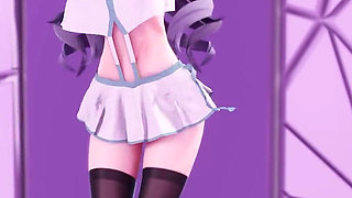 [mmd] Phut Hon College Girl Uniform; Black Stockings; Jiggling Breasts