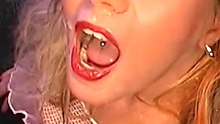 Hot Blonde & Brunette Get Faces Drenched in Ggg Bukkake Orgy
