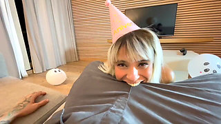 On My Birthday I Sat on the Cock and Received a Lot of Milk Inside the Pussy