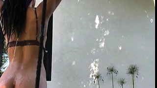 Amateur brunette devyn toys her big pussy in the office