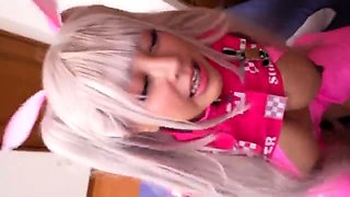 Blonde horny chicks play her big boobs