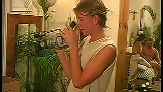 Brunette gets fucked hard doggy style on the couch by bisexual guys