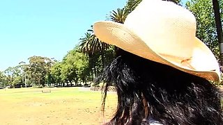 Busty amateur blonde banged in public outdoor