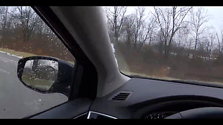 Teen Girl in Plaid Skirt Gets a Ride to School From a Stranger on a Snowy Day