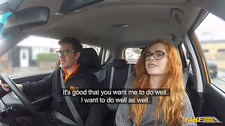 Fake Driving School - Gorgeous Redhead Ella Hughes Begs Examiner for a Chance in Hardcore Sex Video