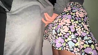 Monstrous-butted dame in a micro-skirt drains a stranger's knob.