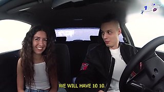 Passionate casting babe shares intense car and butt action on couch