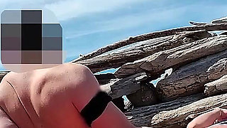 253 - Fingering Wet Pussy on Beach and Gets Caught and Interrupted by Watcher - Misscreamy