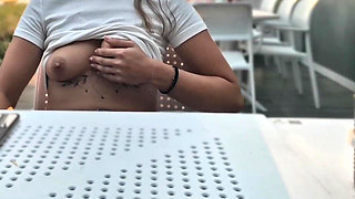 Flashing Boobs in a Restaurant
