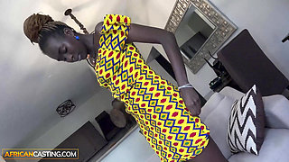 Sexy Dark Skin Ebony Rides Big White Cock POV Cowgirl To Get Booked