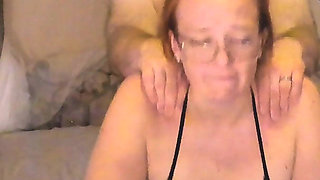 Husband Joins Hot Redhead MILF Wife While She's Masturbating with Her Clit Sucker Toy