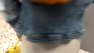 Skinny redhead ass fucked in the public toilet - POV