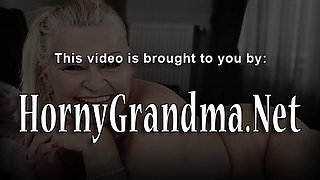 Trashy gran sucking cock for facial