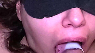 Homemade Blindfolded Amateur Cumshot and Swallow
