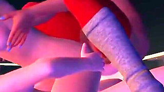 Lesbian Threesome Double Penetration with Double Headed Dildos