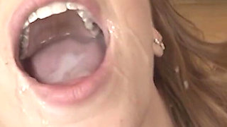 MILF Gets Fucked Hard Then Destroyed in Heavy Cumshower Bukkake