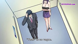 Big Boss Fucks Perv Secretary in Broken Elevator - Uncensored Hentai Anime with ENG Subs
