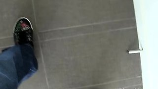 Small tit brunette gives a nice hard blowjob and fuck