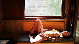Horny MILF Playing Next to the Window