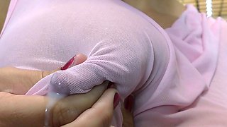 Busty Blonde Huge Dildo Close Up