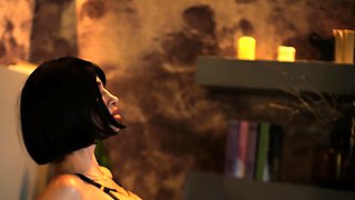 Stacked brunette goes solo toys and masturbation