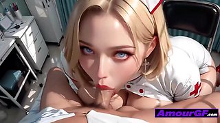Slow THREE DIMENSIONAL Rail as AI Nurse in Uniform Takes Every Inch, Jism Pours out On Her Face