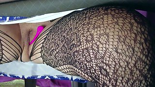 Remote squirt orgasm control with vibrator in public