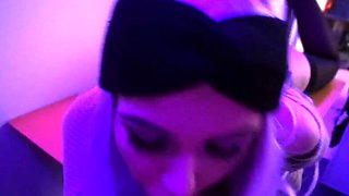 Fucking on the table and swallowing cum