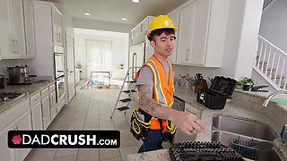 Leaned over step daddy's lap