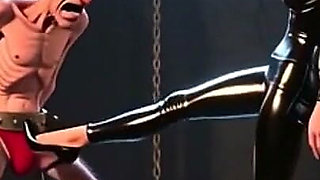 Ballbusting - Dominatrix Kicks Bound Man's Balls