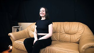 Femdom cuckold with interracial blowjob from brunette