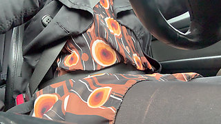 Elegant Stepmom Drives to the Office Wearing Tights and a Beautiful Dress