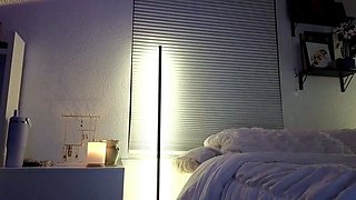 Busty curly brunette with big boobs fucks on couch