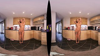 Sexy Blonde Babe With Big Boobs Strips Bra