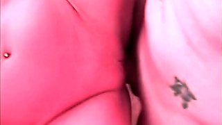 The brunette with big boobs does a hand job and blowjob