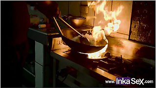 Mature White Waitress Fucks Black Guy For Not Paying For Her Food