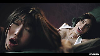 Insatiable Girls Getting Cum Pumped Nonstop - Bed Monster Sex With Emiri Momota And Penny Park