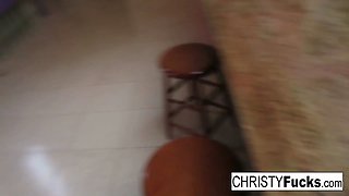Christy plays with her amazing tits and wet pussy